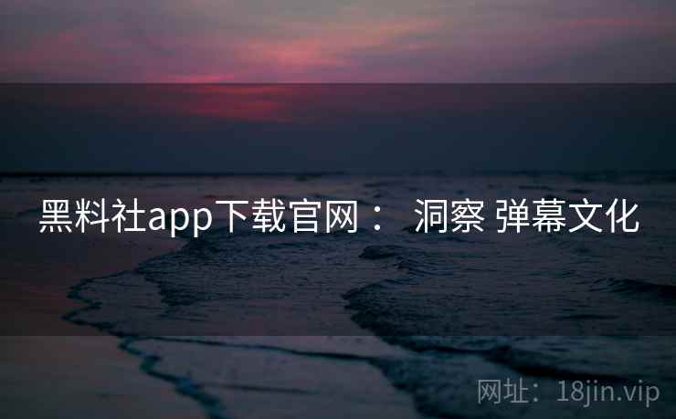 黑料社app下载官网 ： 洞察 弹幕文化